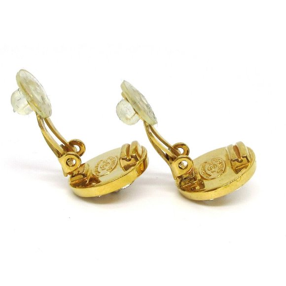 CHANEL CC Turnlock Motif Earrings Gold Silver Clip-On Vintage 97A AK38220k - Picture 2 of 4